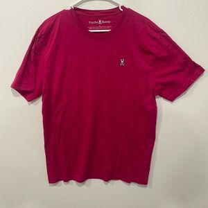 Psycho Bunny Mens Size 8 Fuchsia Pink Cotton T Shirt Crew Neck Short Sleeve Logo